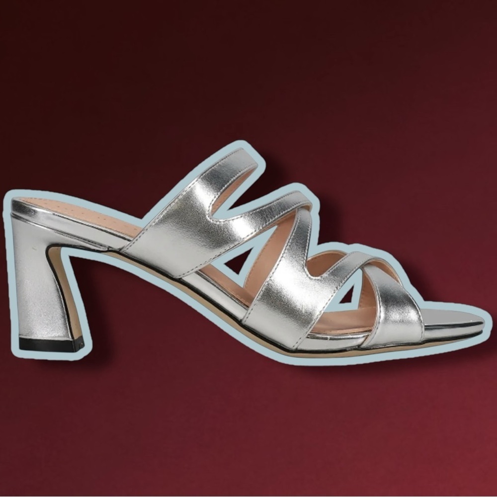 Nwt Cole Haan ‘Alyse 65mm Heeled Sandal’ In “Silver Specchio Leather” Size 9